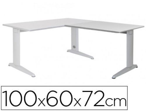 Ala para mesa rocada serie metal 60x 100 cm direita ou esquerda acabamento ac02 aluminio/ cinza , Rocada , 73049 , 8427951991942